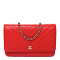 Caviar Chevron Quilted Wallet On Chain WOC Red wholesalehk.shop