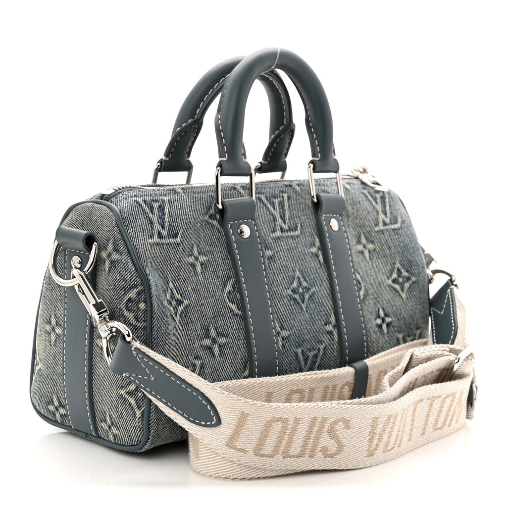 Monogram Washed Denim Keepall Bandouliere 25 wholesalehk.shop