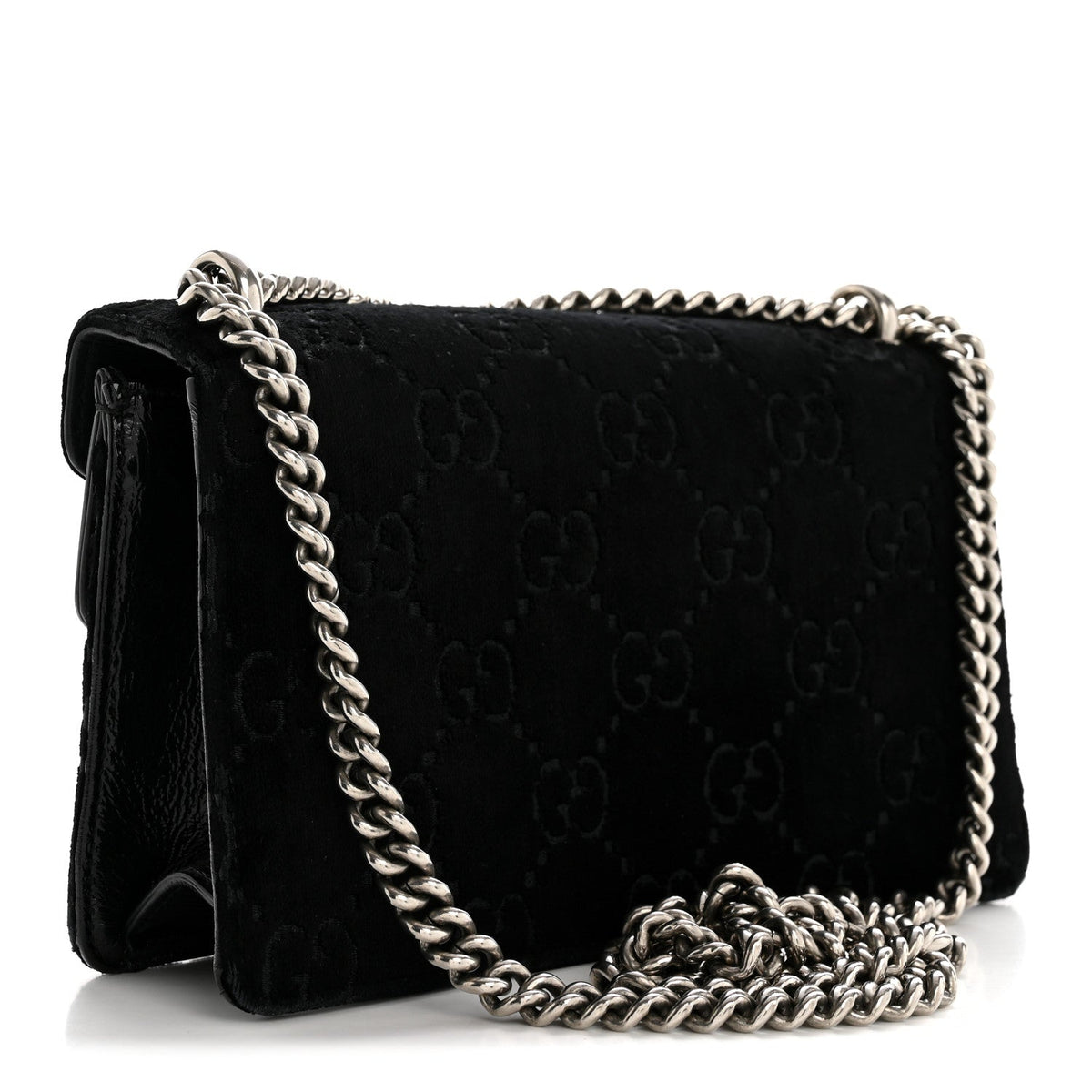 Velvet Skipper Crystal GG Monogram Small Dionysus Shoulder Bag Black Black Diamond wholesalehk.shop