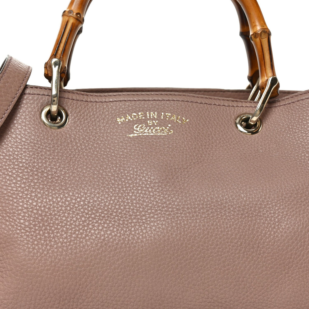 Pebbled Calfskin Medium Bamboo Shopper Tote Dark Cipria wholesalehk.shop