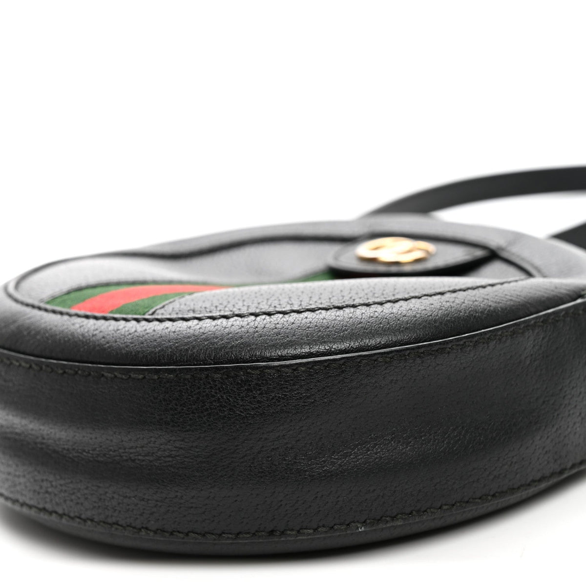 Grained Calfskin Web Mini Ophidia Round Shoulder Bag Black wholesalehk.shop