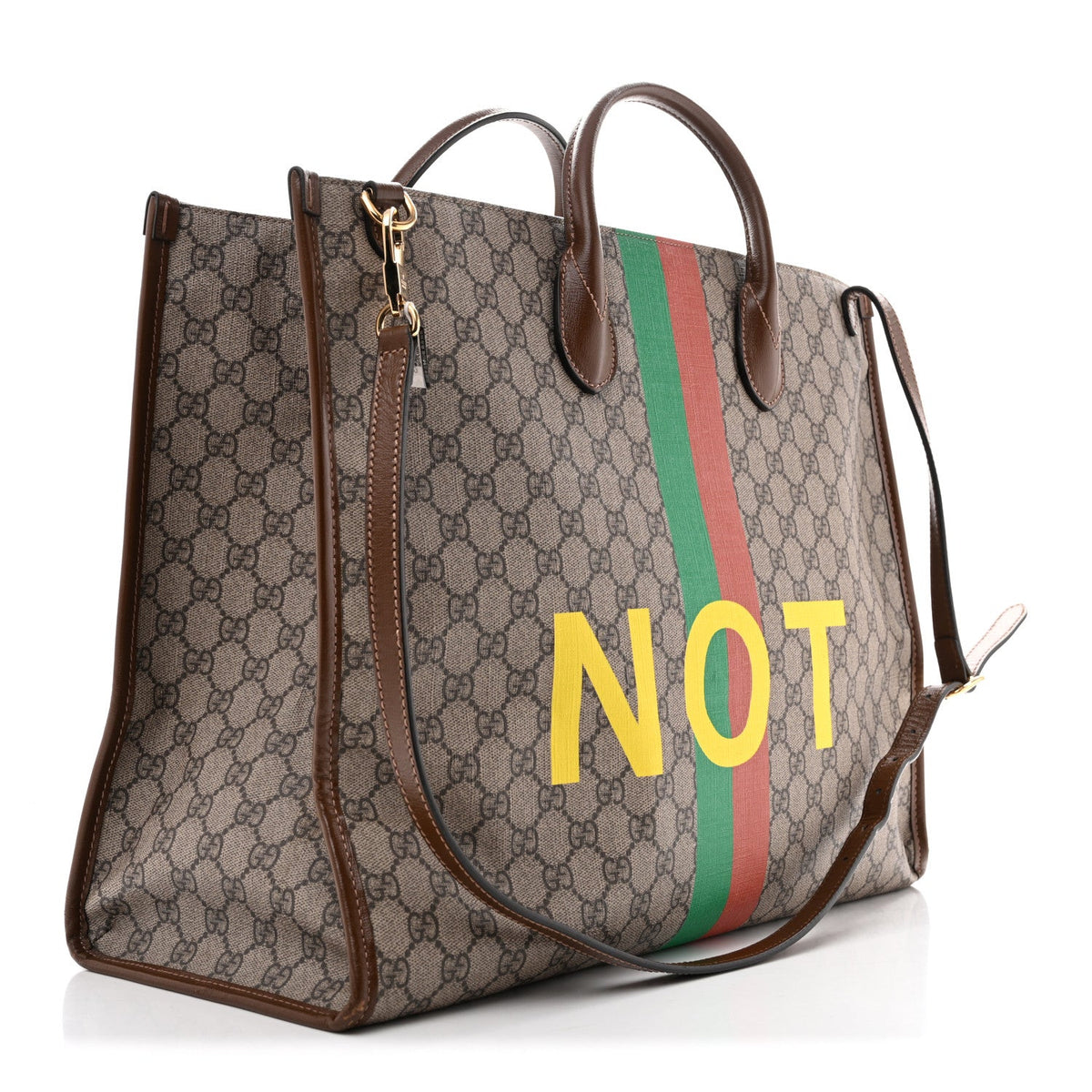 GG Supreme Monogram Fake/Not Large Retro Interlocking G Tote Bag Beige Brown Sugar wholesalehk.shop