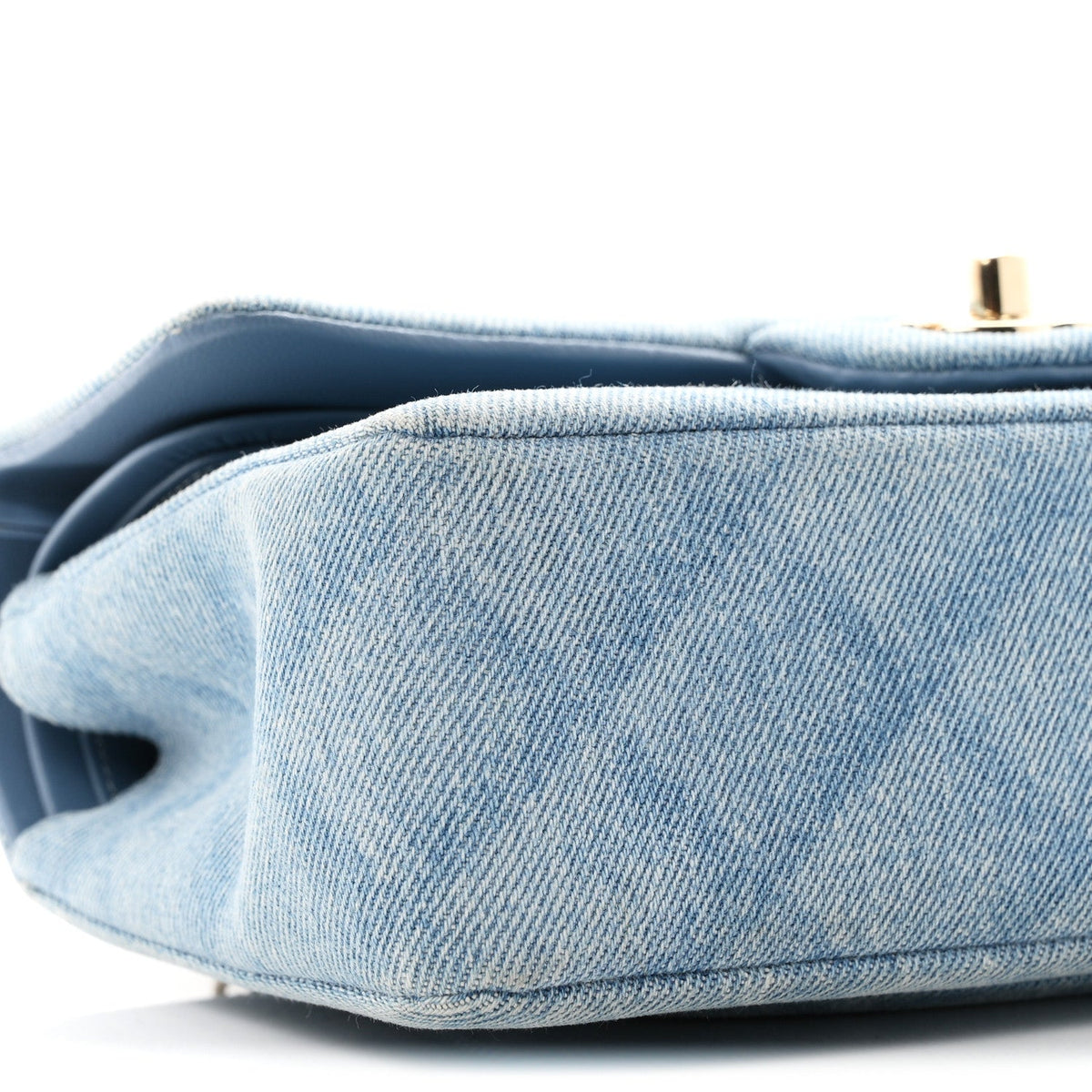 Printed Denim Quilted Small Double Flap Light Blue wholesalehk.shop