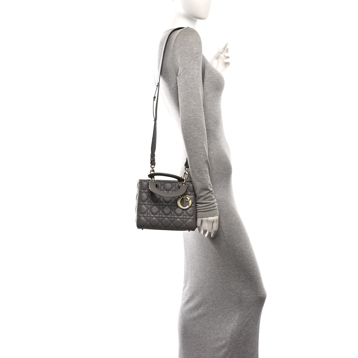 Lambskin Cannage Small My ABCDior Lady Dior Grey wholesalehk.shop