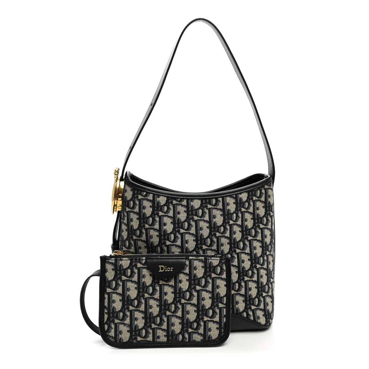 Oblique Calfskin Small Medaillon Bucket Bag Blue wholesalehk.shop