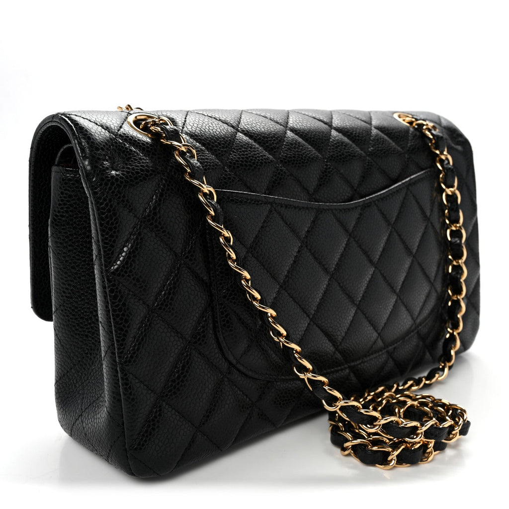 Caviar Quilted Medium Double Flap Black wholesalehk.shop