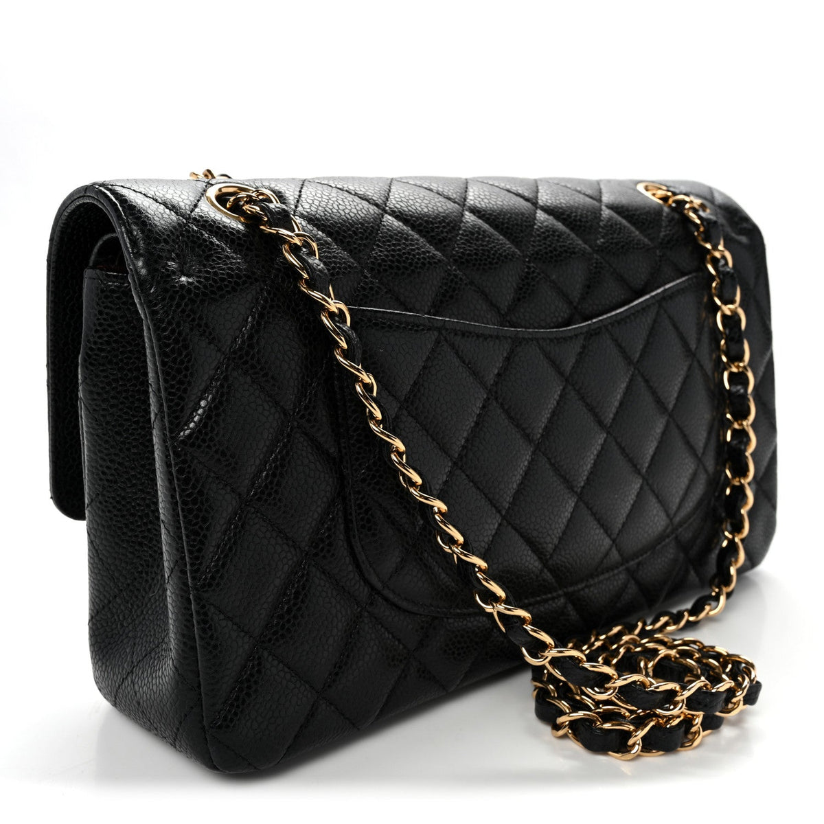Caviar Quilted Medium Double Flap Black wholesalehk.shop