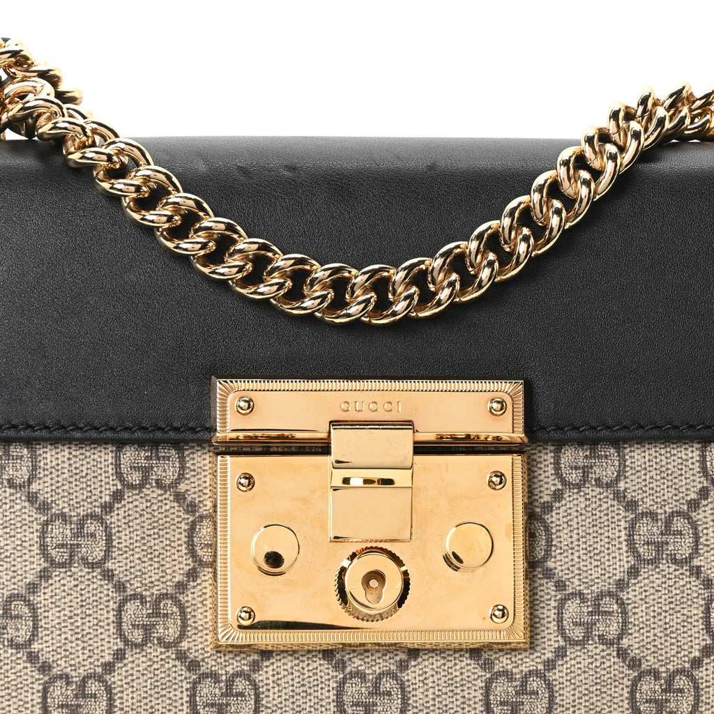 GG Supreme Monogram Calfskin Small Padlock Shoulder Bag Beige Black Cuir £¨ Direct shipment via from wholesalehk.shop