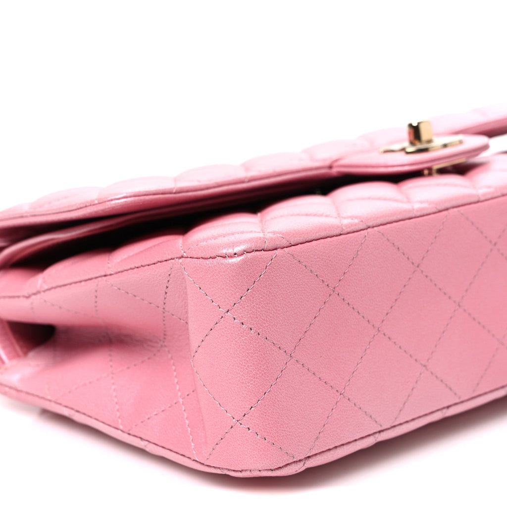 Iridescent Caviar Quilted Medium Double Flap Rose Pink wholesalehk.shop