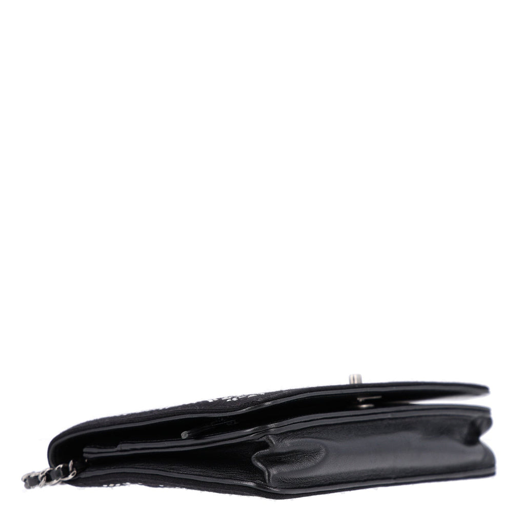 Lambskin Embellished Quilted Wallet On Chain WOC Black wholesalehk.shop