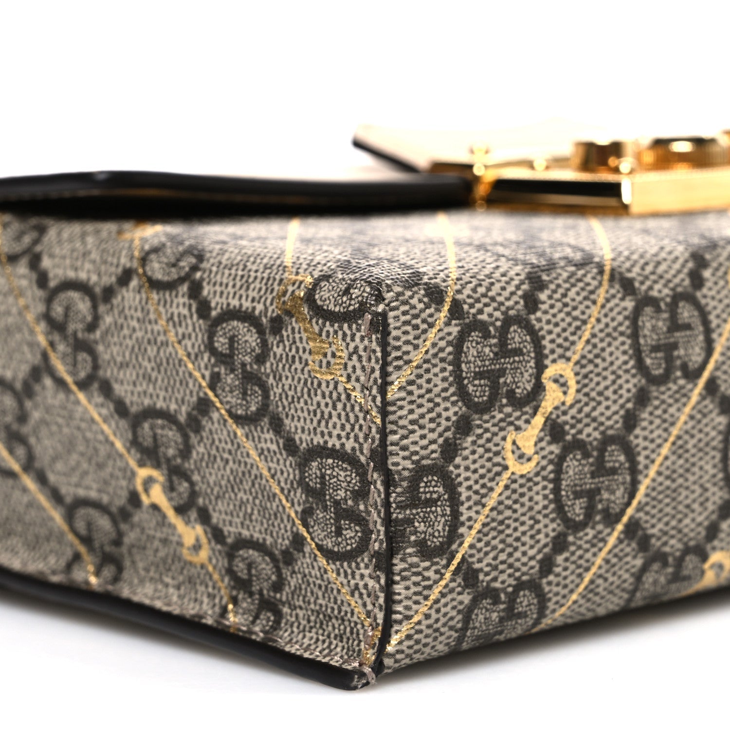 GG Supreme Monogram Calfskin Horsebit Print Mini Padlock Top Handle Shoulder Bag Beige Ebony Light Pink £¨ Direct shipment via from wholesalehk.shop