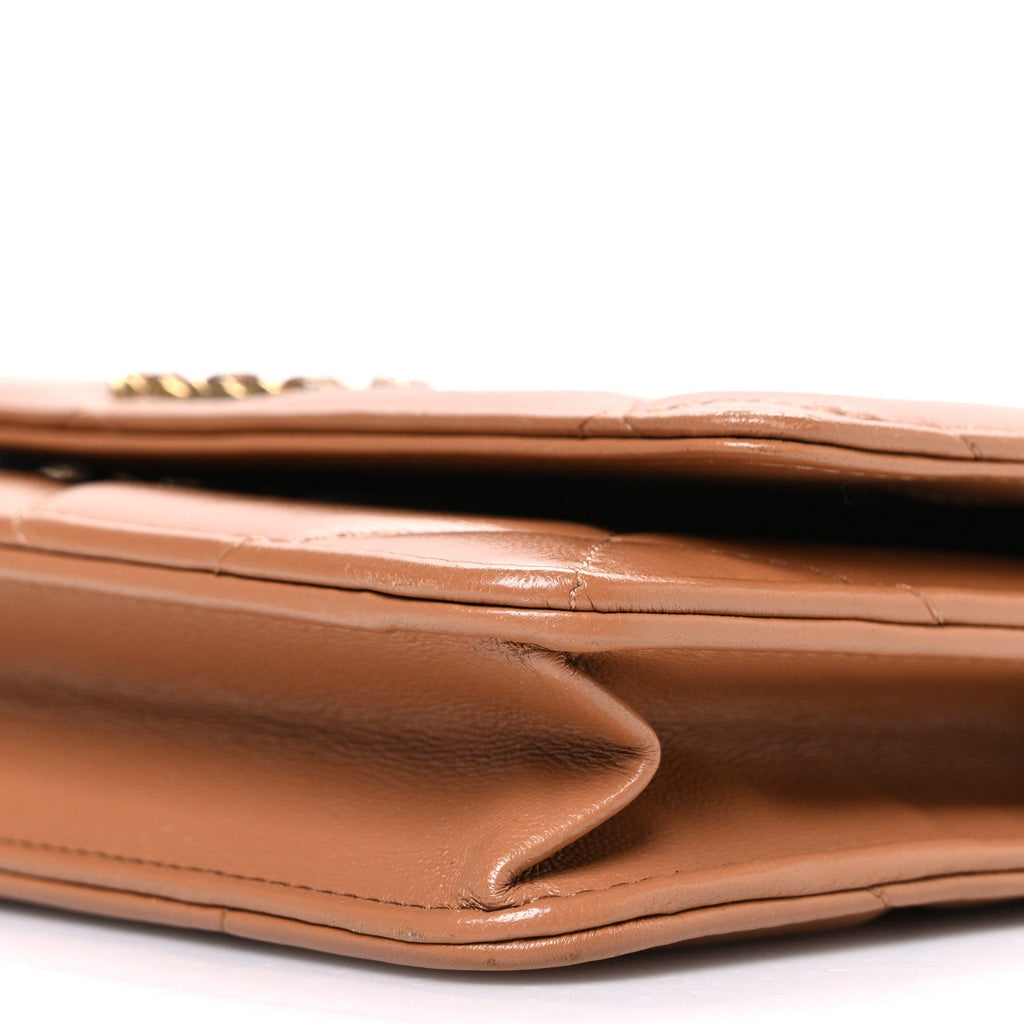 Lambskin Quilted Chanel 19 Wallet On Chain WOC Brown wholesalehk.shop