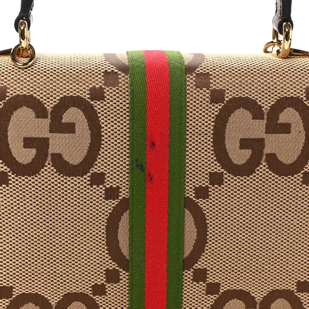 Monogram Jumbo GG Textured Dollar Calfskin Web Small Ophidia Padlock Top Handle Bag Camel Ebony New Acero £¨ Direct shipment via from wholesalehk.shop