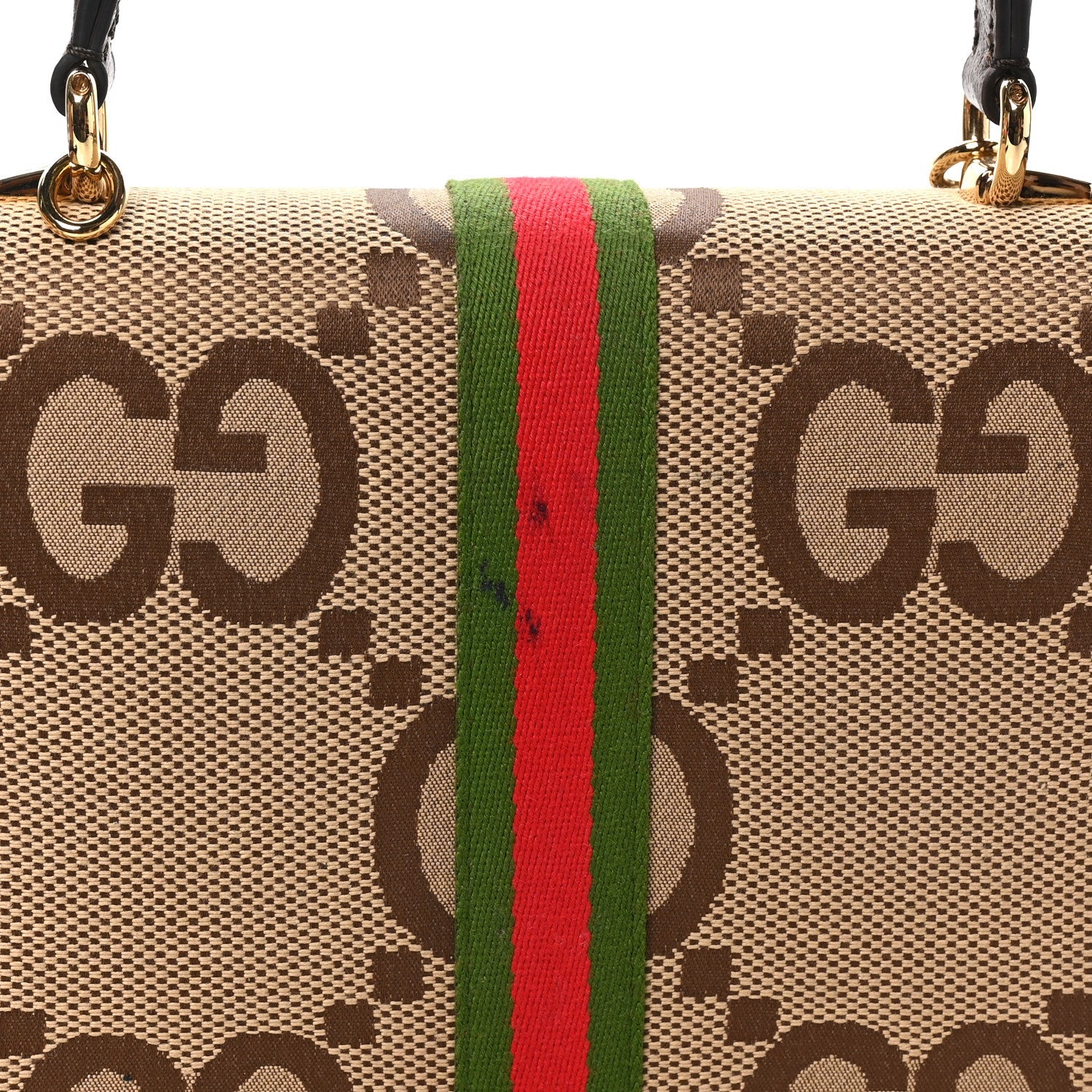 Monogram Jumbo GG Textured Dollar Calfskin Web Small Ophidia Padlock Top Handle Bag Camel Ebony New Acero £¨ Direct shipment via from wholesalehk.shop
