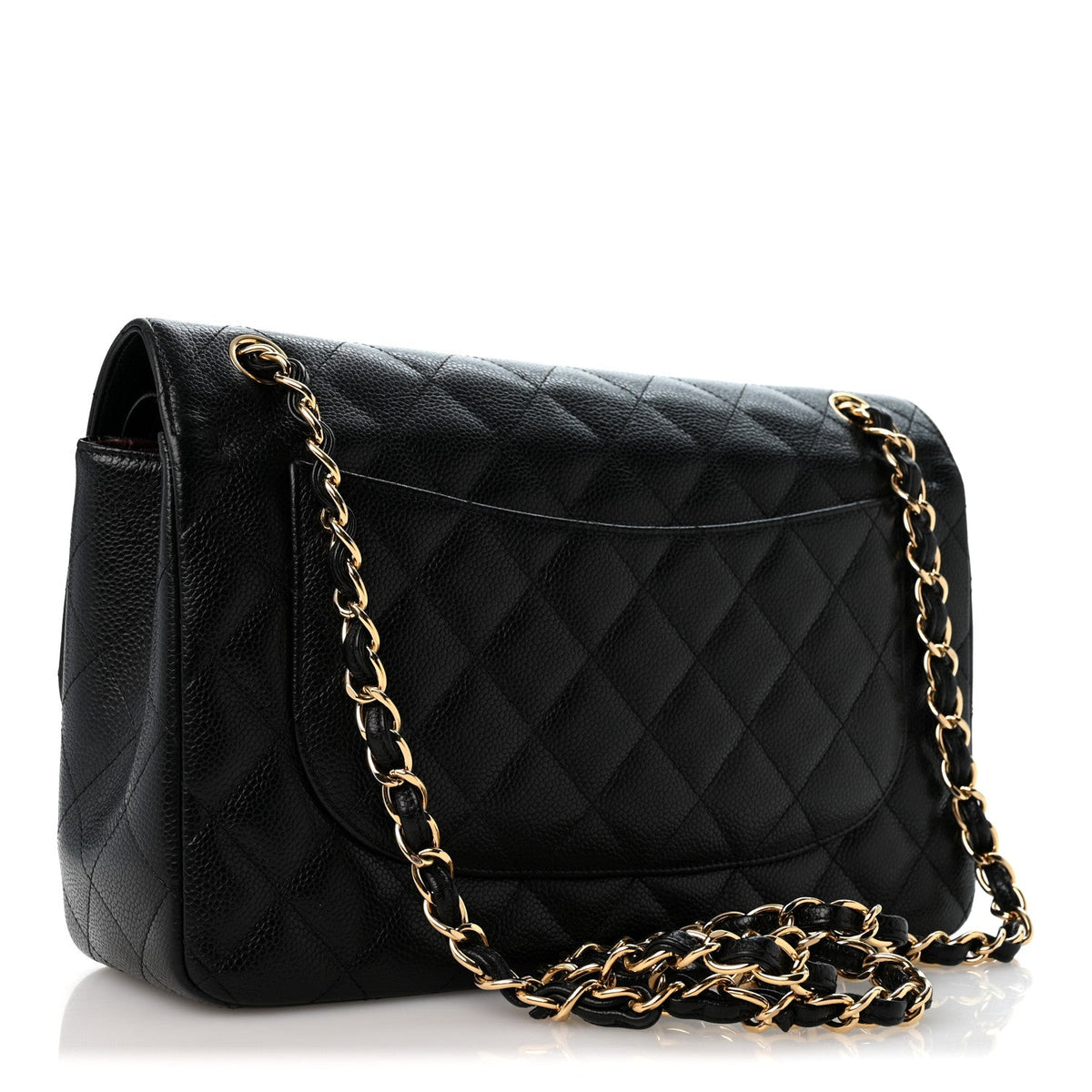Caviar Quilted Jumbo Double Flap Black wholesalehk.shop
