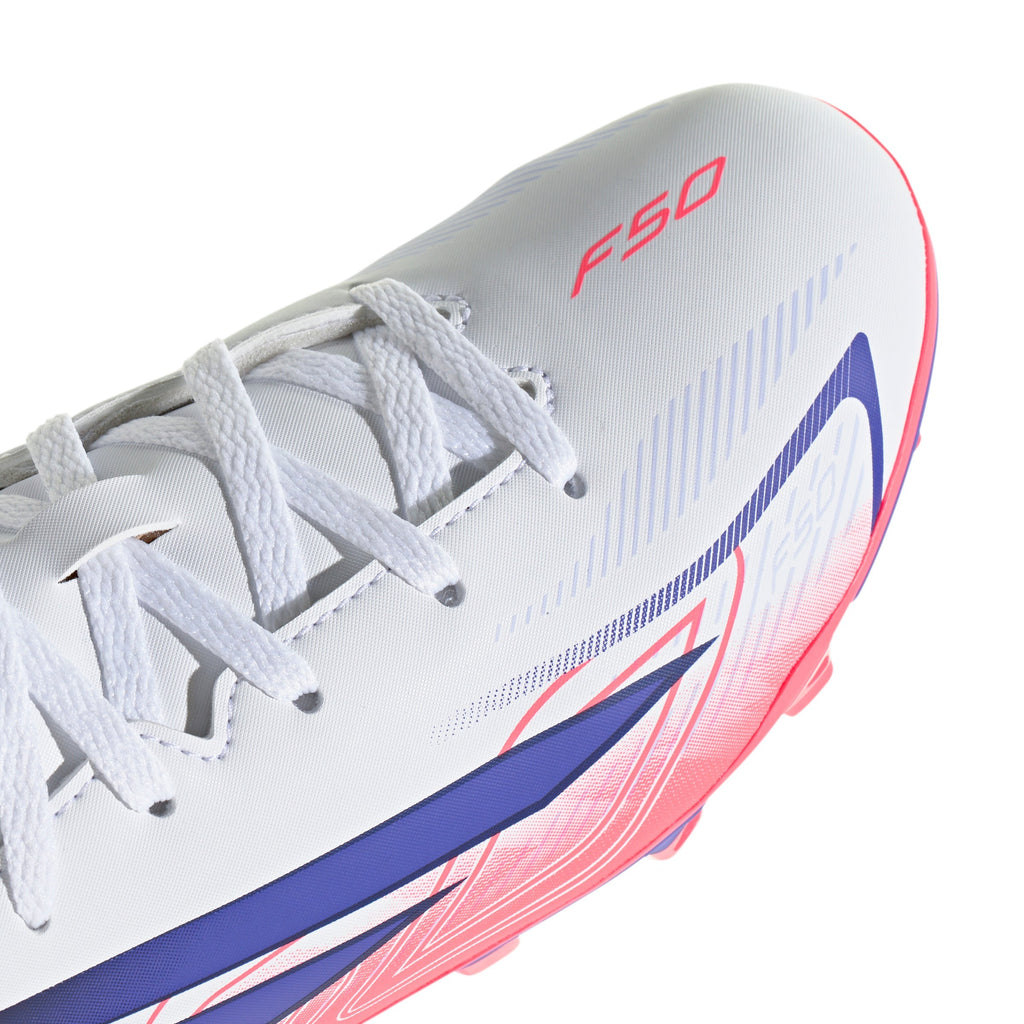 2026 New Arrival adidas F50 Hyperfast Club Firm Ground / Multi Ground Youth Soccer Cleats - White/Purple wholesalehk.shop