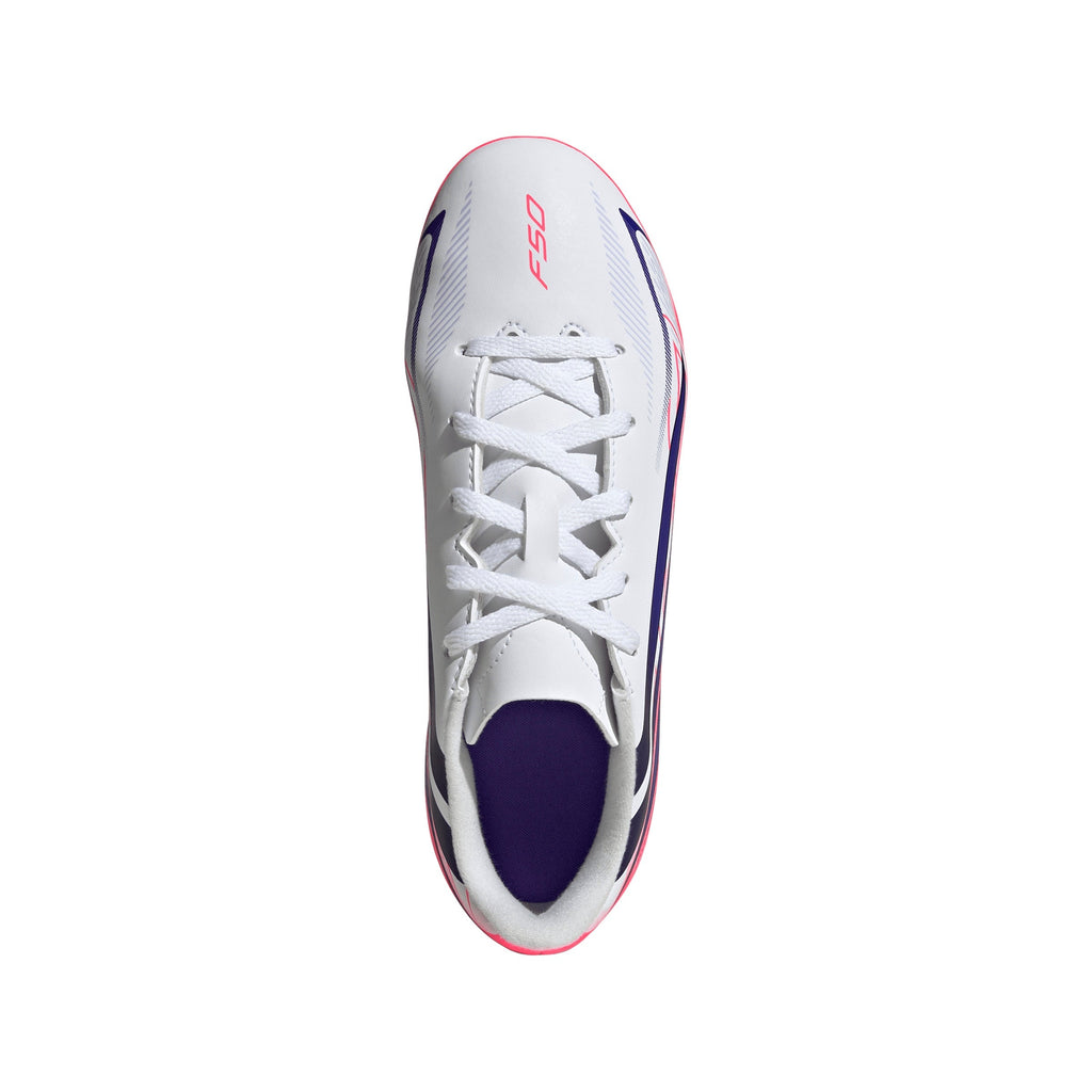 2026 New Arrival adidas F50 Hyperfast Club Firm Ground / Multi Ground Youth Soccer Cleats - White/Purple wholesalehk.shop