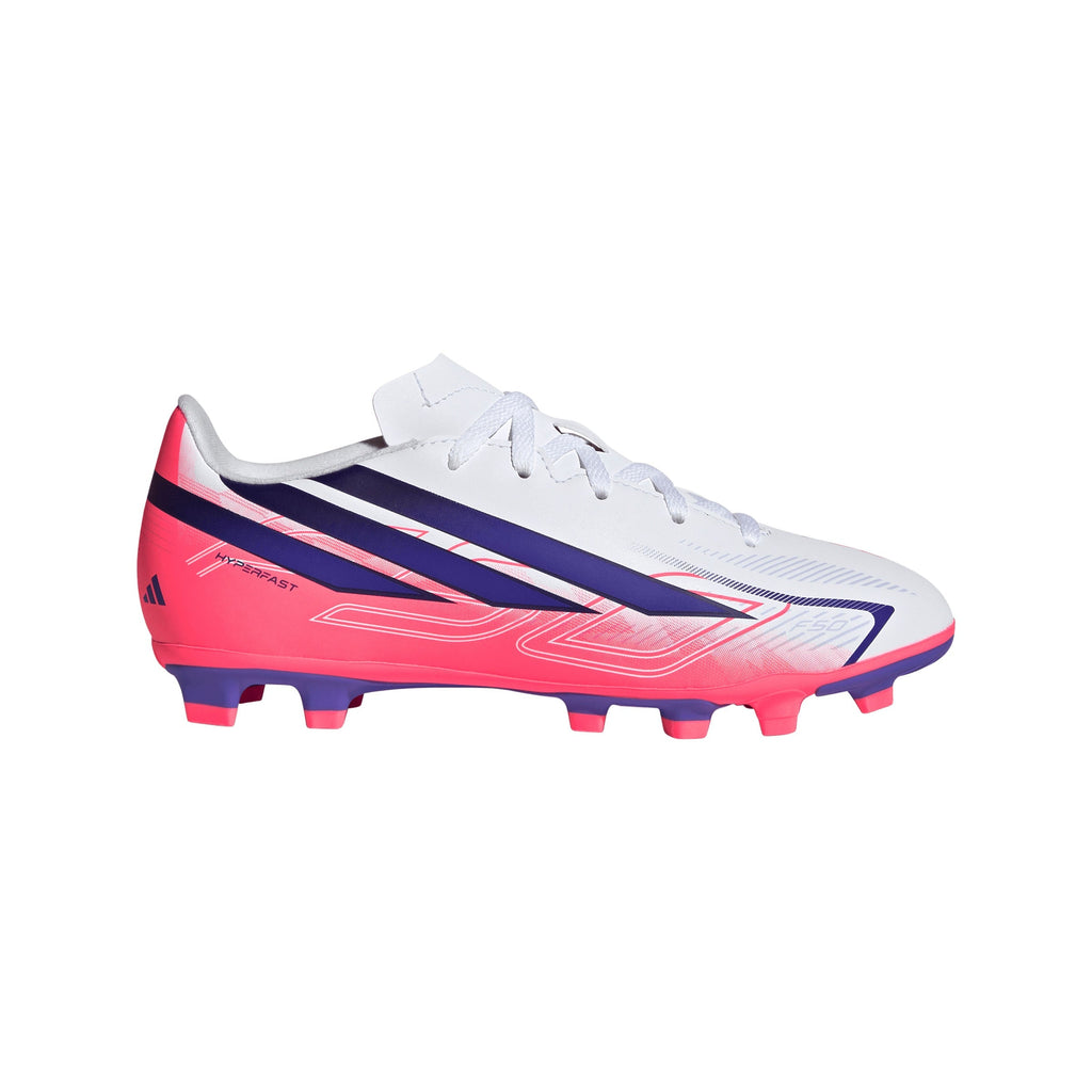 2026 New Arrival adidas F50 Hyperfast Club Firm Ground / Multi Ground Youth Soccer Cleats - White/Purple wholesalehk.shop