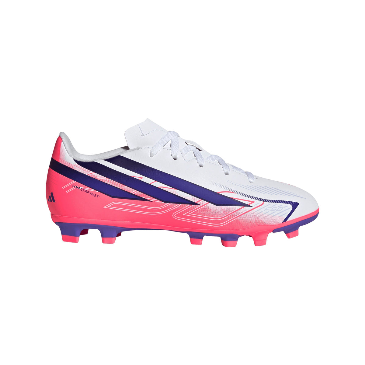 2026 New Arrival adidas F50 Hyperfast Club Firm Ground / Multi Ground Youth Soccer Cleats - White/Purple wholesalehk.shop
