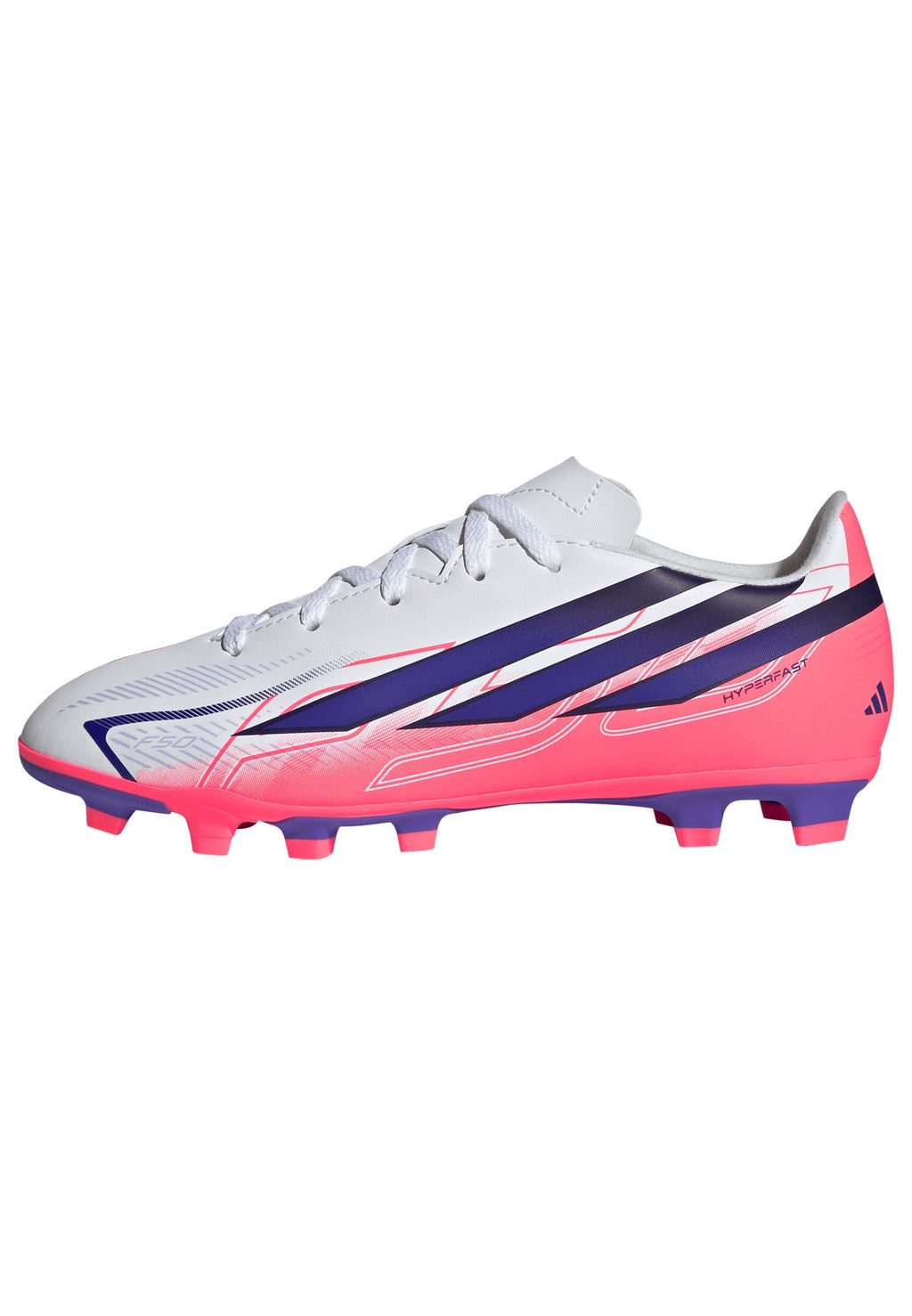 2026 New Arrival adidas F50 Hyperfast Club Firm Ground / Multi Ground Youth Soccer Cleats - White/Purple wholesalehk.shop