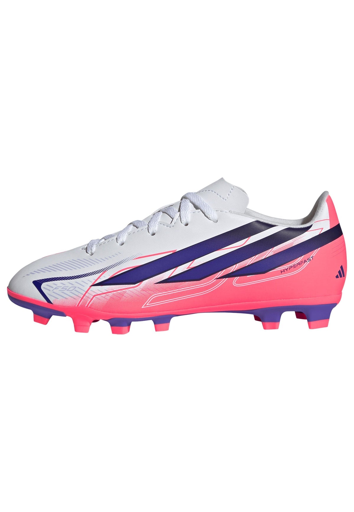 2026 New Arrival adidas F50 Hyperfast Club Firm Ground / Multi Ground Youth Soccer Cleats - White/Purple wholesalehk.shop