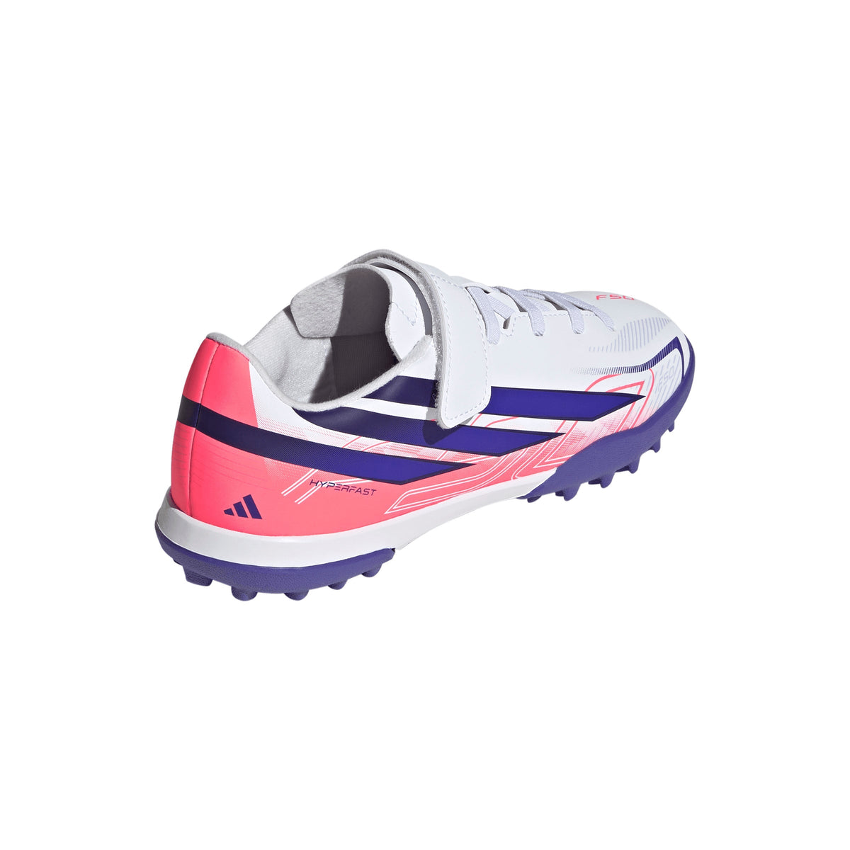 2026 New Arrival adidas F50 Hyperfast Club Hook & Loop Turf Youth Soccer Cleats - White/Purple wholesalehk.shop