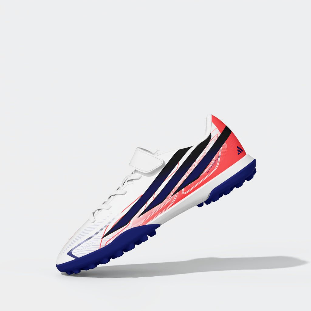 2026 New Arrival adidas F50 Hyperfast Club Hook & Loop Turf Youth Soccer Cleats - White/Purple wholesalehk.shop