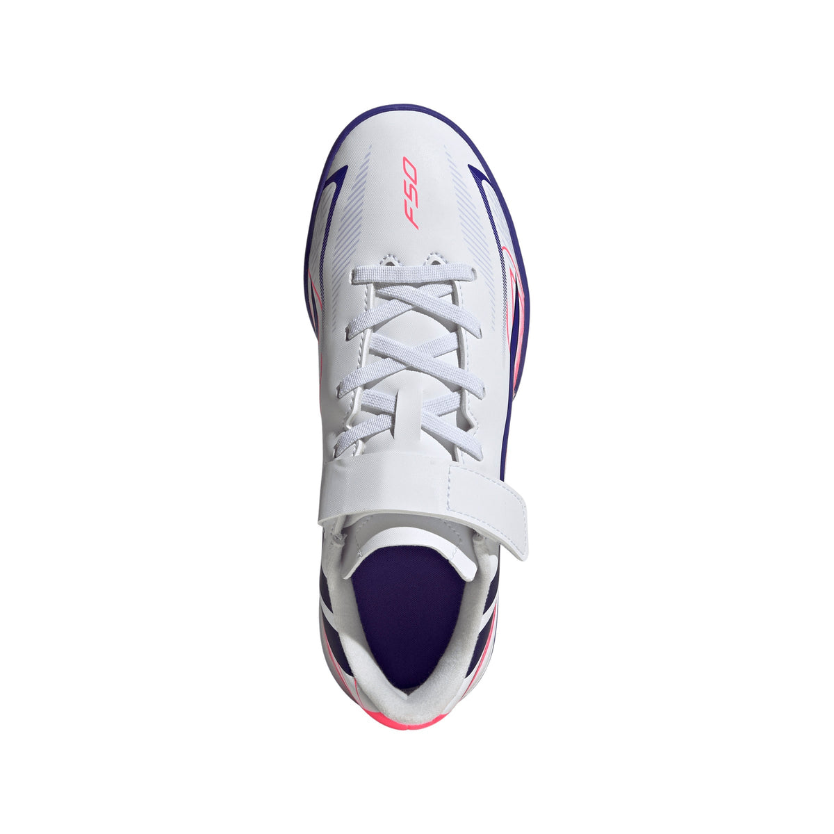 2026 New Arrival adidas F50 Hyperfast Club Hook & Loop Turf Youth Soccer Cleats - White/Purple wholesalehk.shop