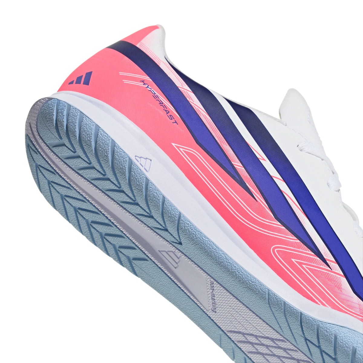 2026 New Arrival adidas F50 Hyperfast Club Indoor Youth Soccer Shoes - White/Purple wholesalehk.shop