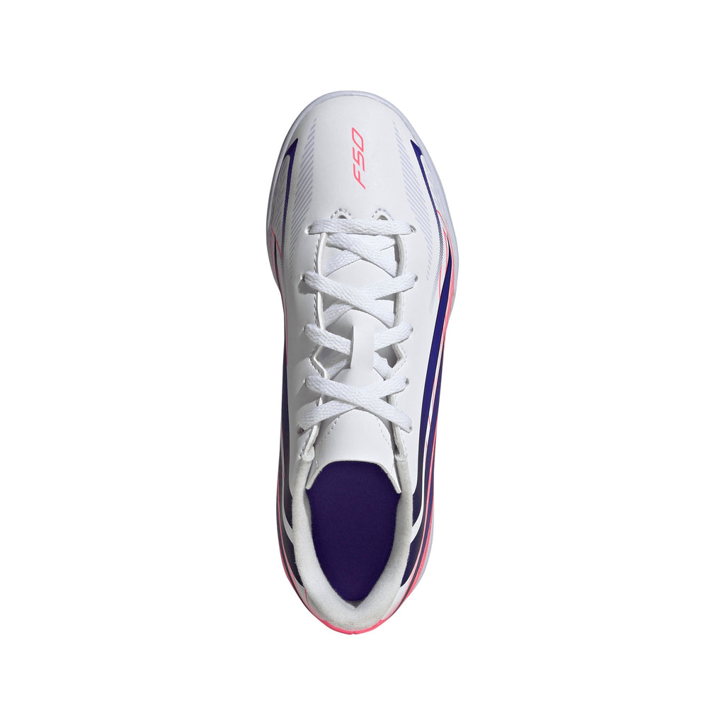 2026 New Arrival adidas F50 Hyperfast Club Indoor Youth Soccer Shoes - White/Purple wholesalehk.shop