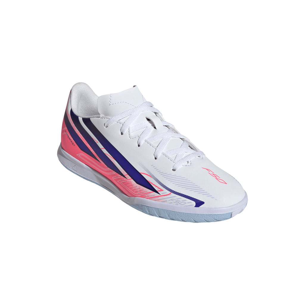 2026 New Arrival adidas F50 Hyperfast Club Indoor Youth Soccer Shoes - White/Purple wholesalehk.shop
