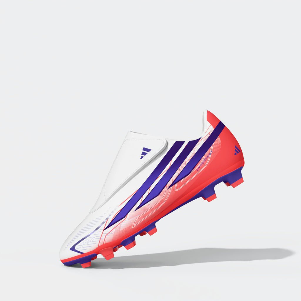 2026 New Arrival adidas F50 Hyperfast Club Velcro Firm Ground/Multi Ground Youth Soccer Cleats - White/Purple wholesalehk.shop