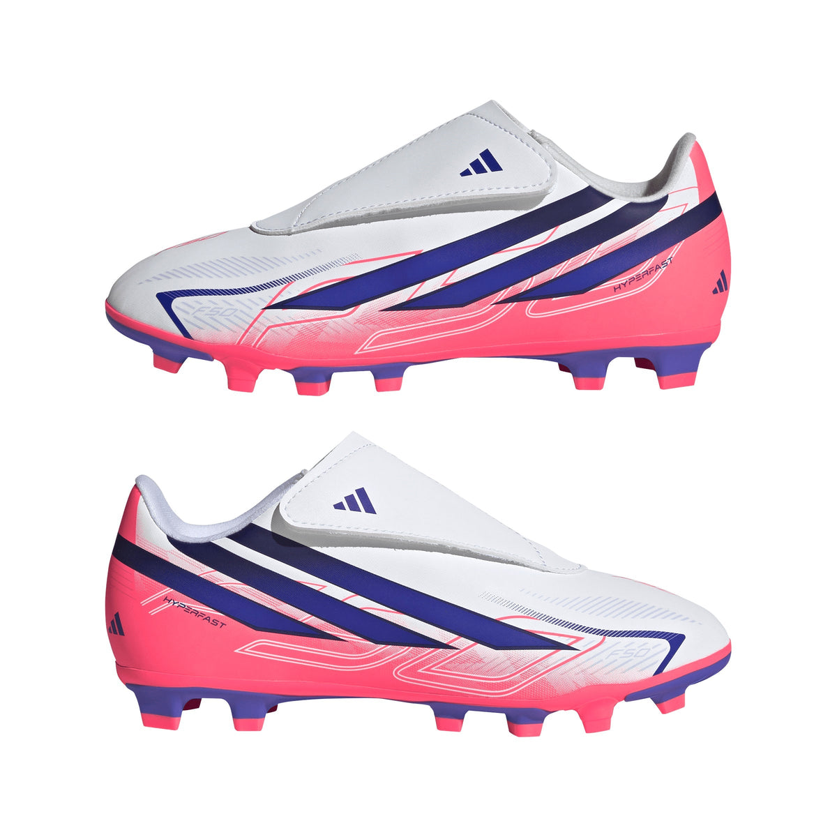 2026 New Arrival adidas F50 Hyperfast Club Velcro Firm Ground/Multi Ground Youth Soccer Cleats - White/Purple wholesalehk.shop