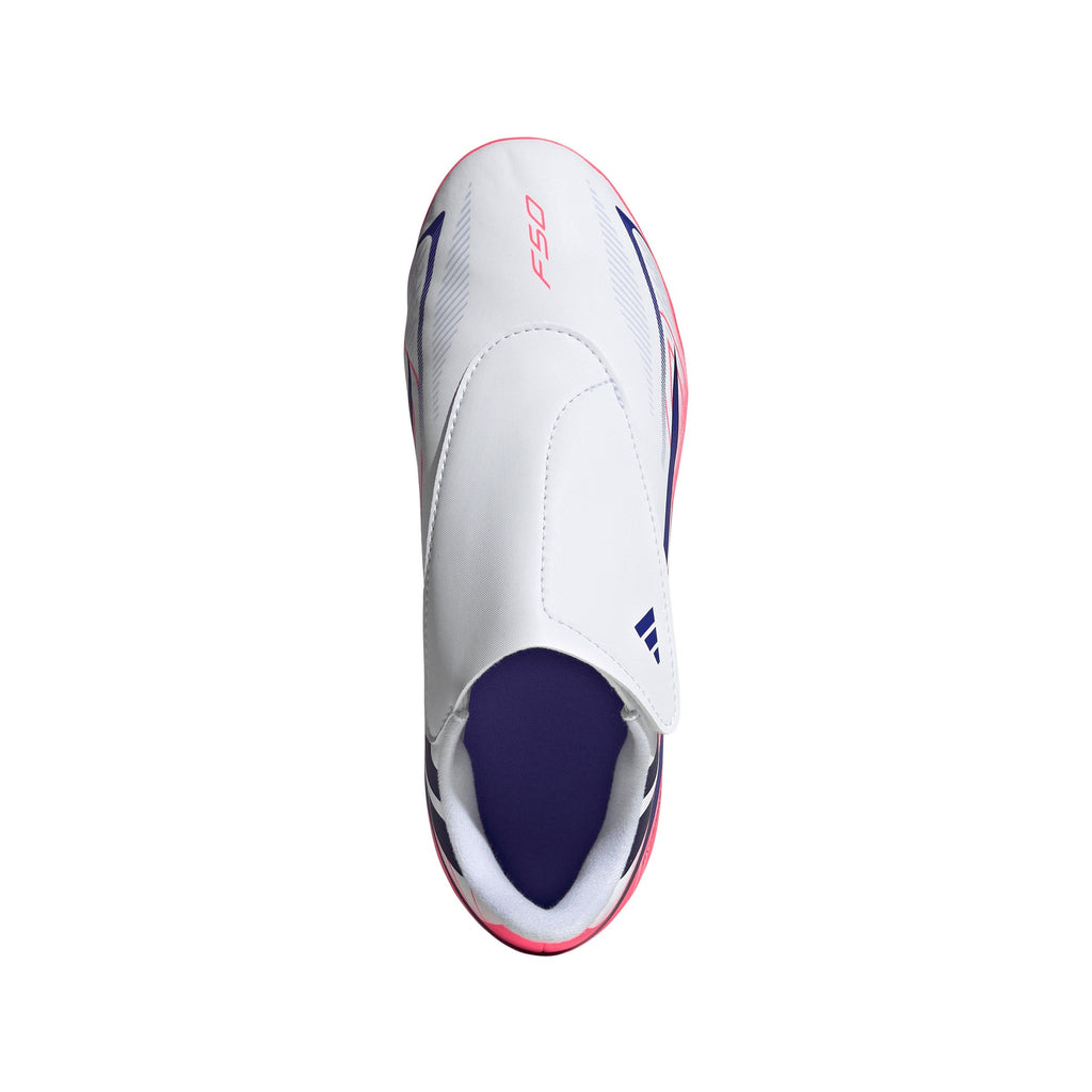 2026 New Arrival adidas F50 Hyperfast Club Velcro Firm Ground/Multi Ground Youth Soccer Cleats - White/Purple wholesalehk.shop