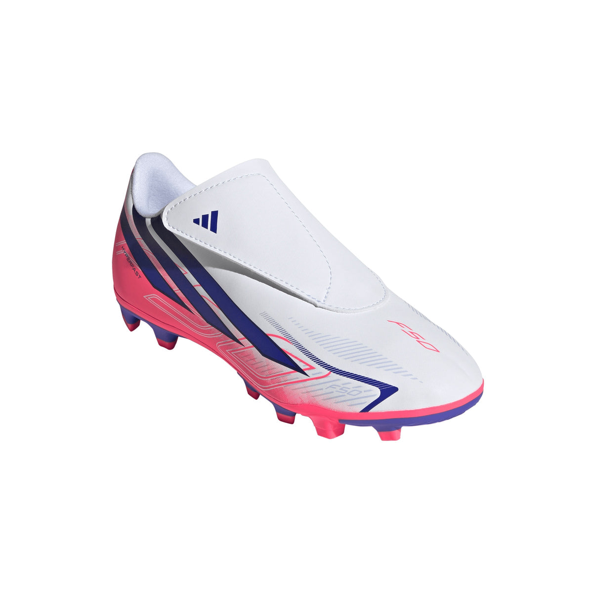 2026 New Arrival adidas F50 Hyperfast Club Velcro Firm Ground/Multi Ground Youth Soccer Cleats - White/Purple wholesalehk.shop