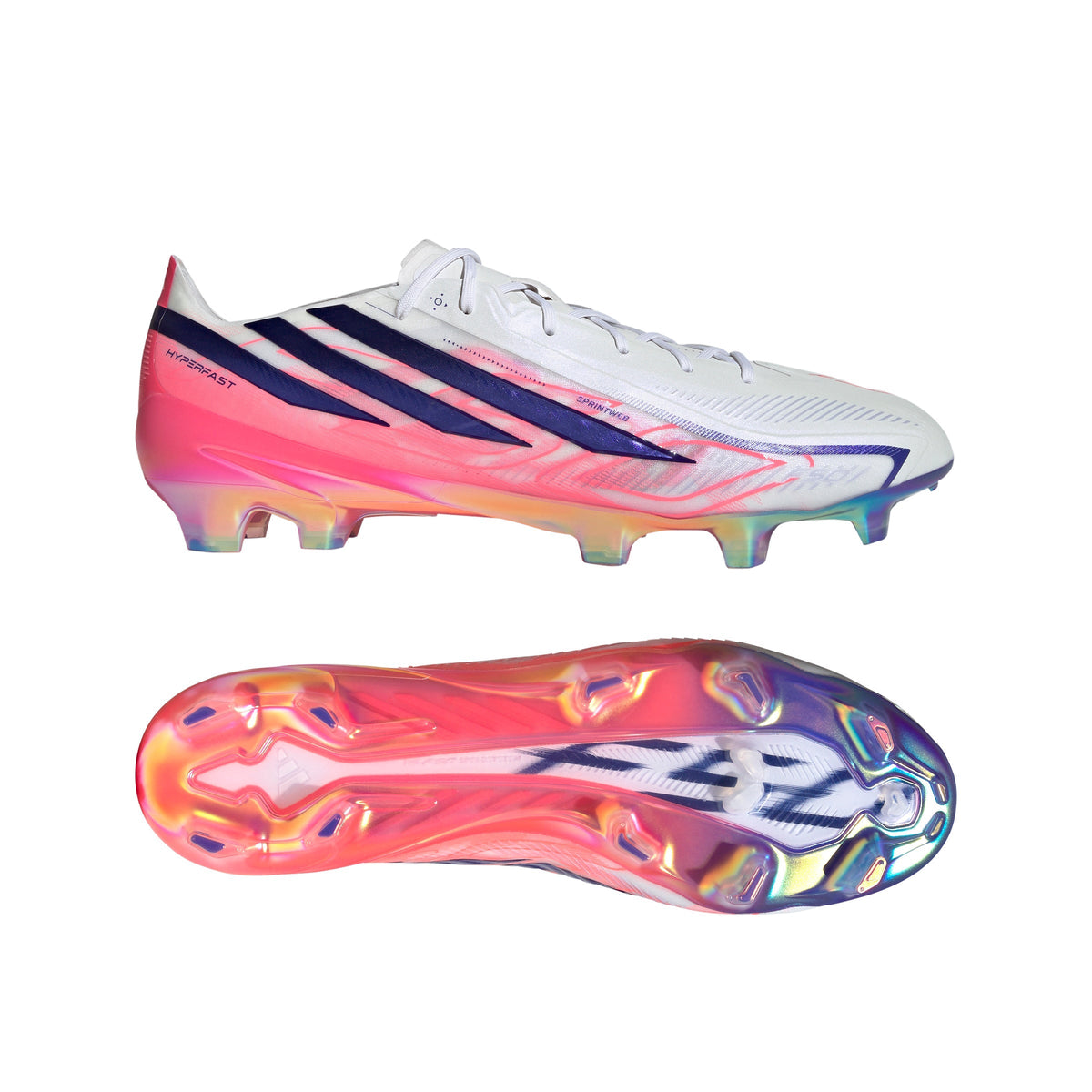 2026 New Arrival adidas F50 Hyperfast Elite Firm Ground Men's Soccer Cleats - White/Solar Turbo/Purple wholesalehk.shop