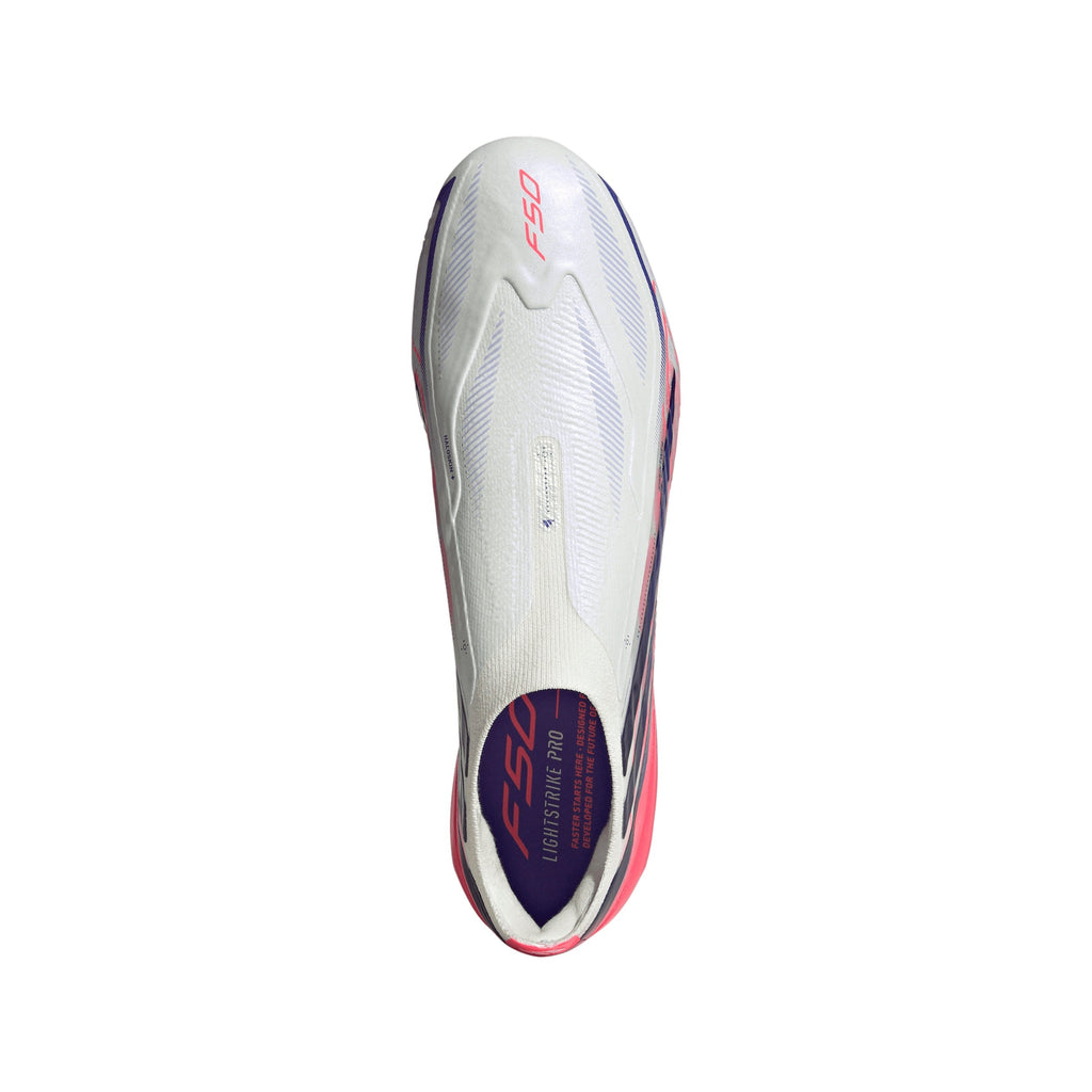 2026 New Arrival adidas F50 Hyperfast Elite Laceless Firm Ground Men's Soccer Cleats - White/Purple wholesalehk.shop