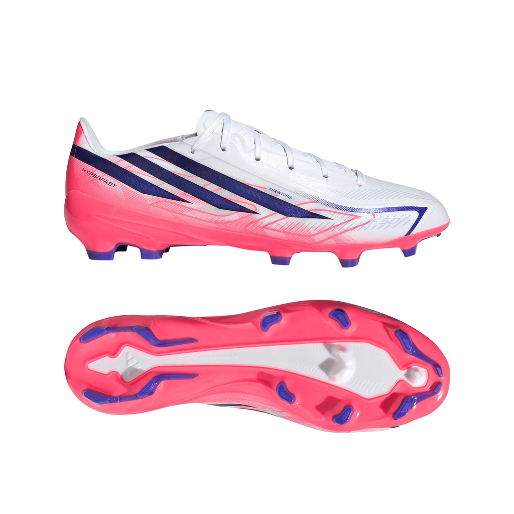 2026 New Arrival adidas F50 Hyperfast League FG Firm Ground Men's Soccer Cleats - White/Purple/Solar Turbo wholesalehk.shop