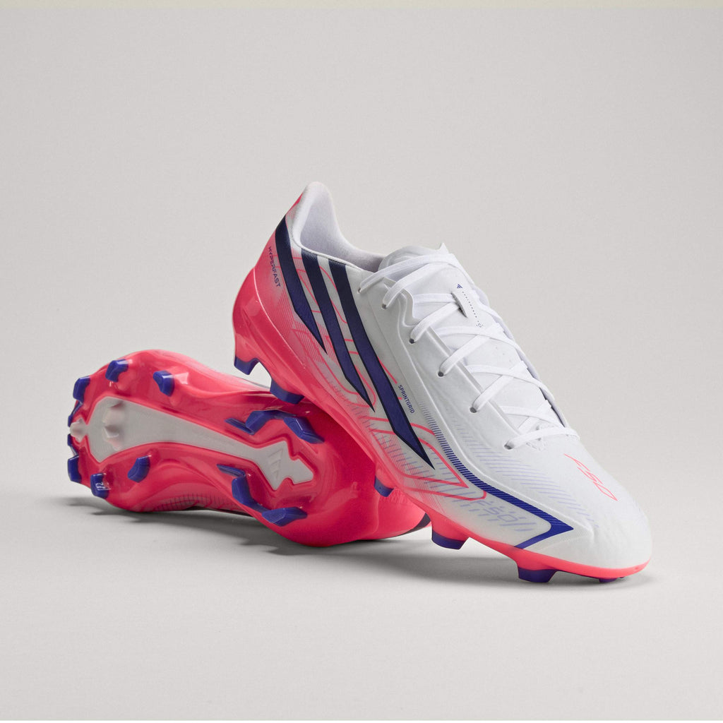2026 New Arrival adidas F50 Hyperfast League FG Firm Ground Men's Soccer Cleats - White/Purple/Solar Turbo wholesalehk.shop