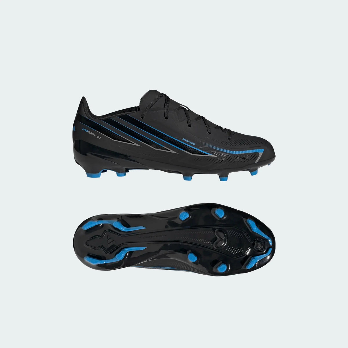 2026 New Arrival adidas F50 Hyperfast League Firm Ground Youth Soccer Cleats - Black/Black/Blue wholesalehk.shop