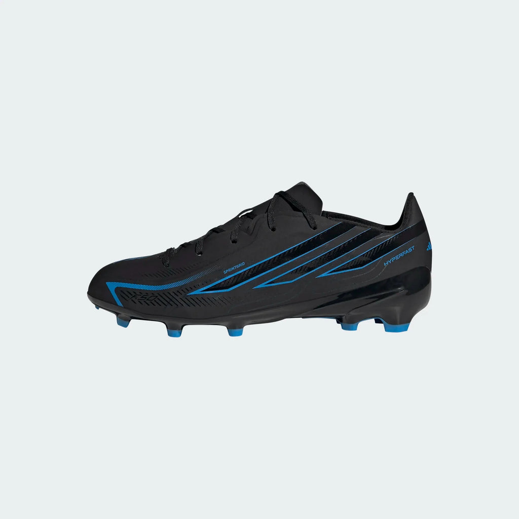 2026 New Arrival adidas F50 Hyperfast League Firm Ground Youth Soccer Cleats - Black/Black/Blue wholesalehk.shop