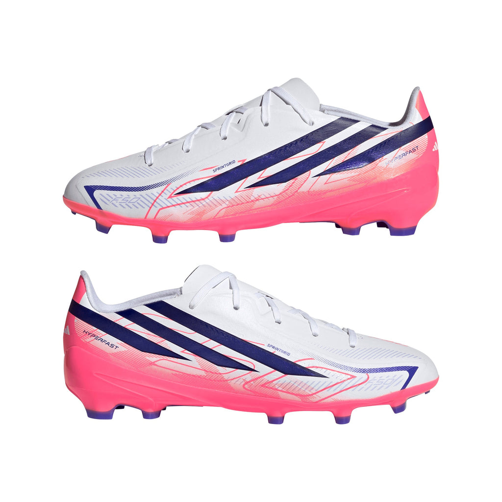 2026 New Arrival adidas F50 Hyperfast League Firm Ground Youth Soccer Cleats - White/Purple wholesalehk.shop