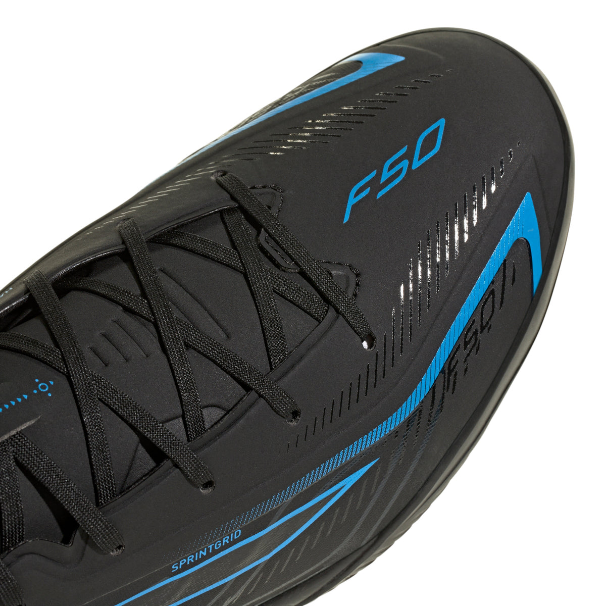 2026 New Arrival adidas F50 Hyperfast League Indoor Men's Soccer Shoes - Black/Black/Blue wholesalehk.shop