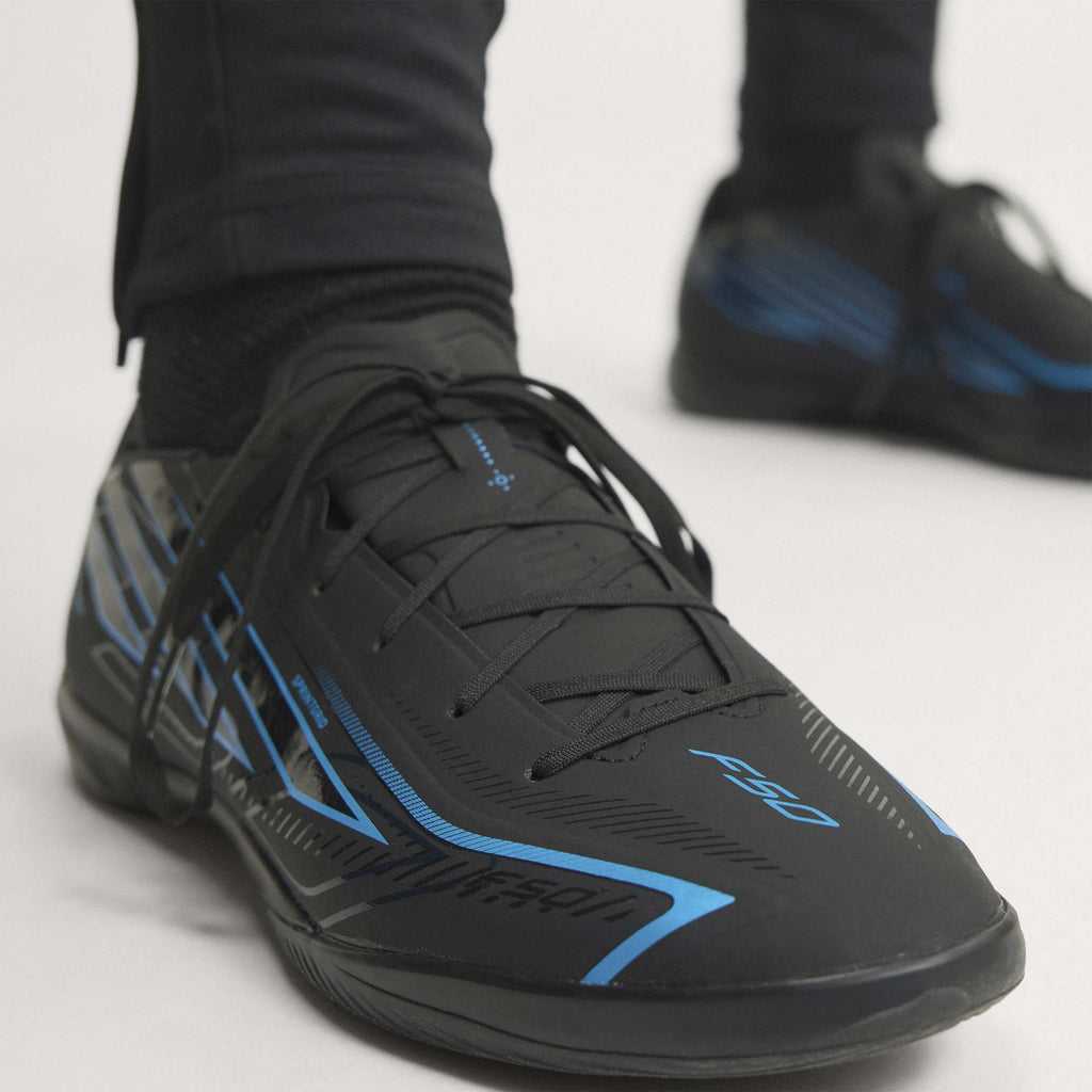 2026 New Arrival adidas F50 Hyperfast League Indoor Men's Soccer Shoes - Black/Black/Blue wholesalehk.shop