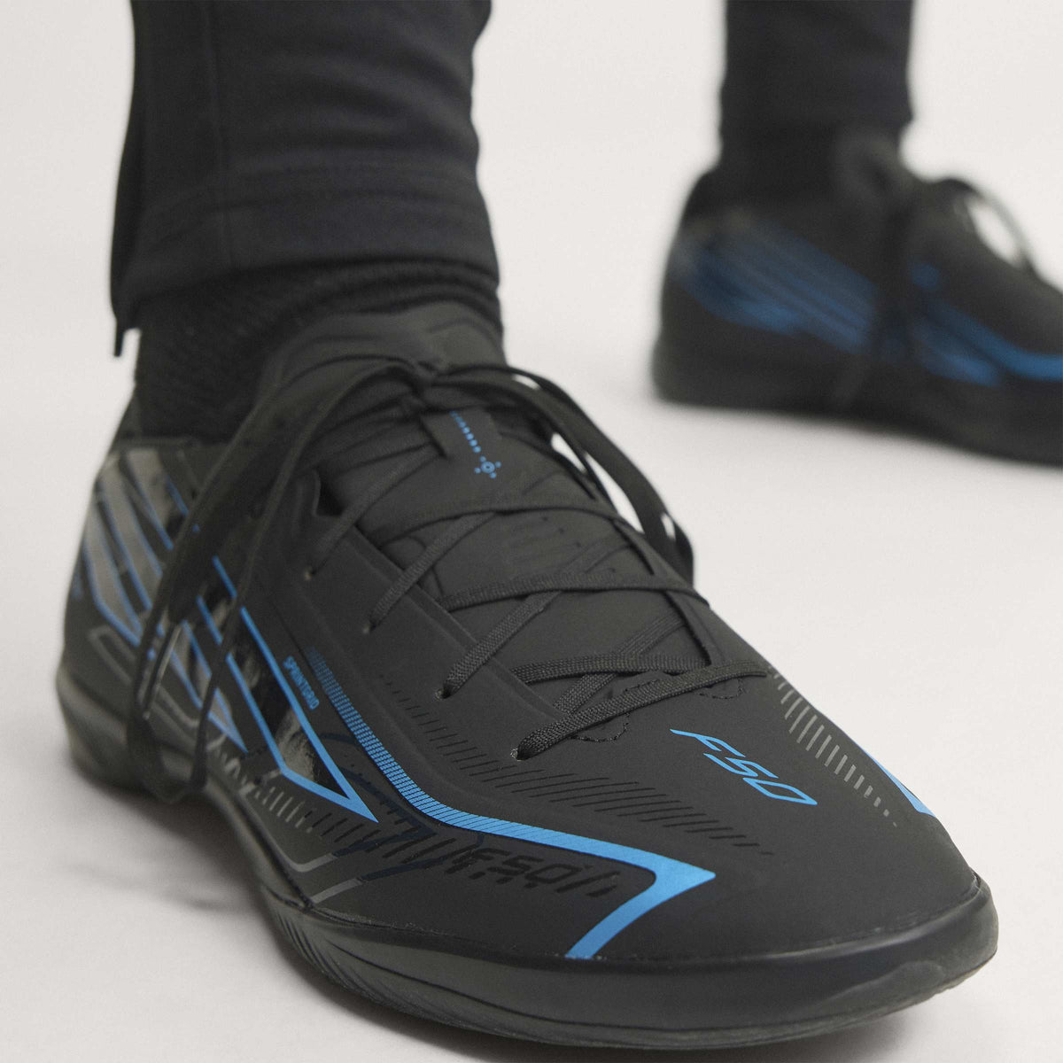 2026 New Arrival adidas F50 Hyperfast League Indoor Men's Soccer Shoes - Black/Black/Blue wholesalehk.shop