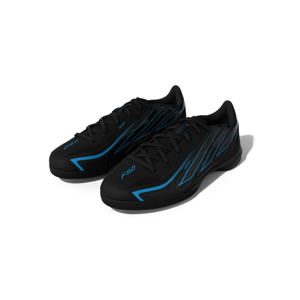 2026 New Arrival adidas F50 Hyperfast League Indoor Men's Soccer Shoes - Black/Black/Blue wholesalehk.shop