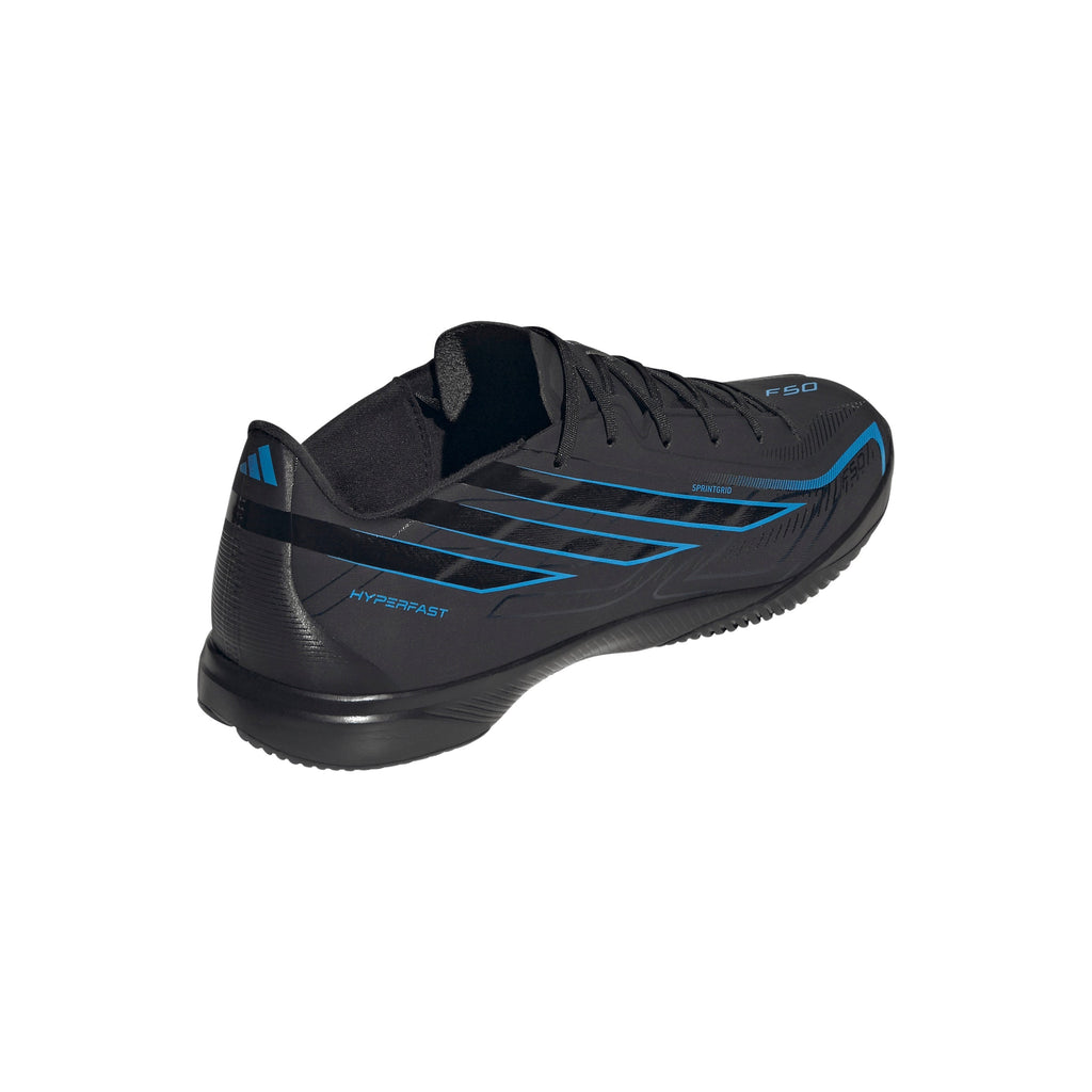 2026 New Arrival adidas F50 Hyperfast League Indoor Men's Soccer Shoes - Black/Black/Blue wholesalehk.shop