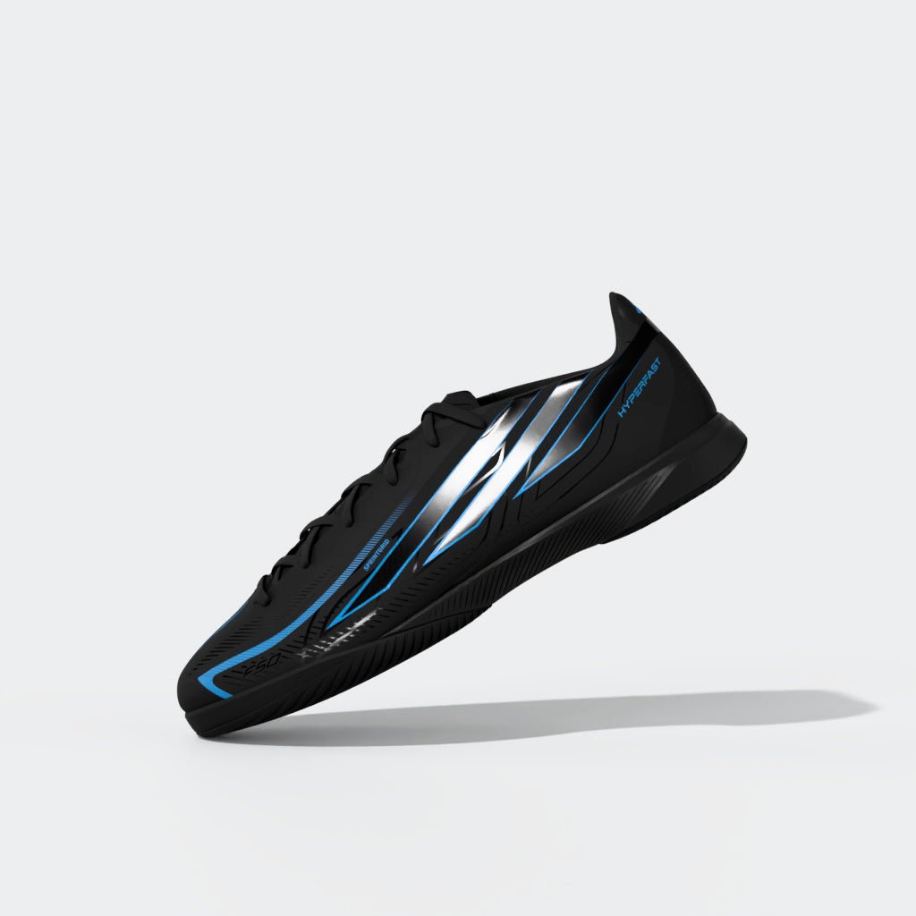 2026 New Arrival adidas F50 Hyperfast League Indoor Men's Soccer Shoes - Black/Black/Blue wholesalehk.shop