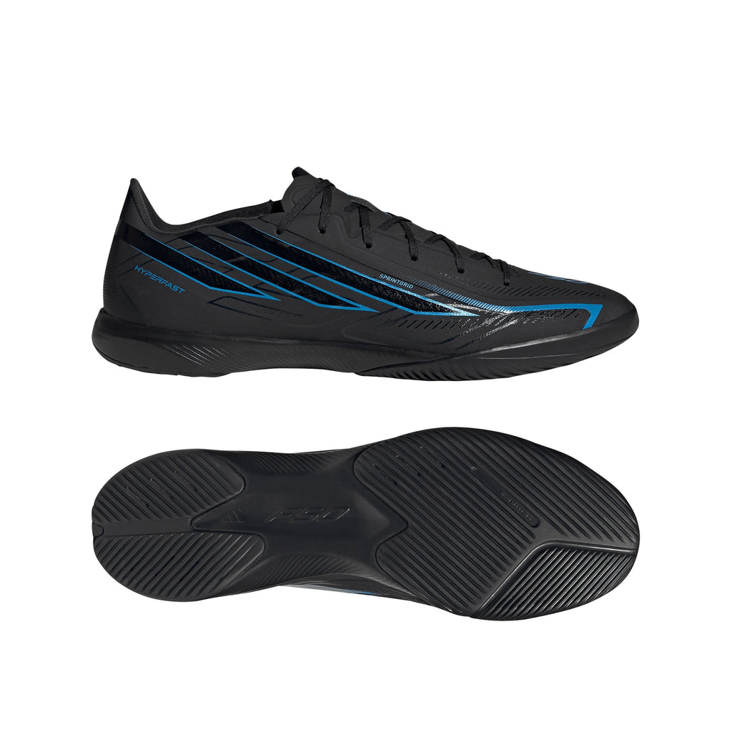 2026 New Arrival adidas F50 Hyperfast League Indoor Men's Soccer Shoes - Black/Black/Blue wholesalehk.shop
