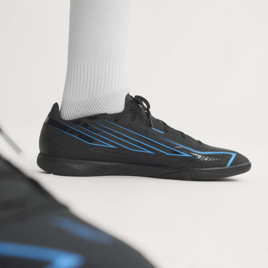 2026 New Arrival adidas F50 Hyperfast League Indoor Men's Soccer Shoes - Black/Black/Blue wholesalehk.shop